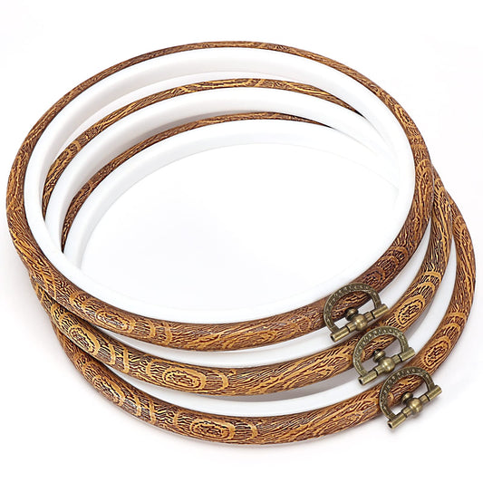 8inch Embroidery Hoop Frame Imitated Wood Embroidery Circle Round Display Frame Ring Cross Stitch Hoops Embroidery Hoops Set for Art Craft Sewing and Hanging, Rug Punch Set