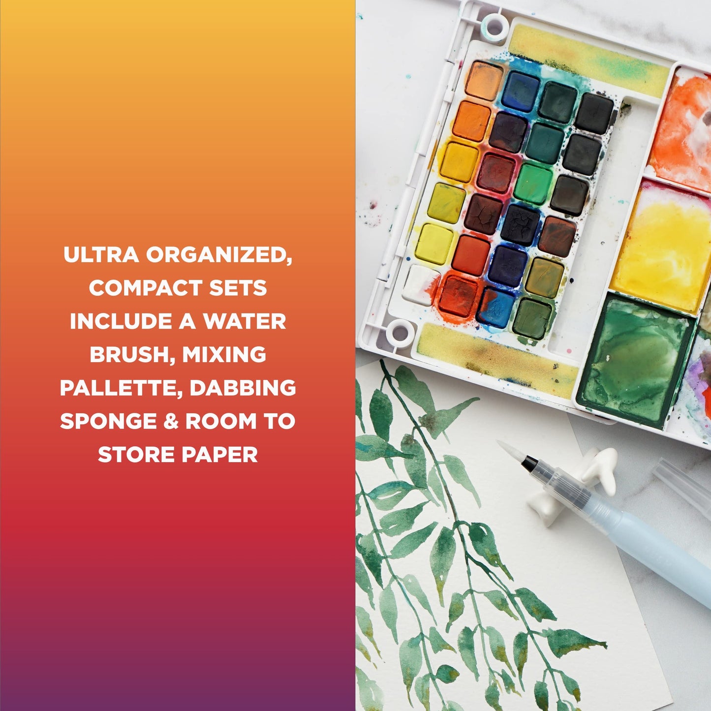 SAKURA Koi Pocket Field Sketch Kit - Watercolor Sets for Painting On the Go - 12 Colors - 1 Water Brush - 1 Sponge - 1 Palette