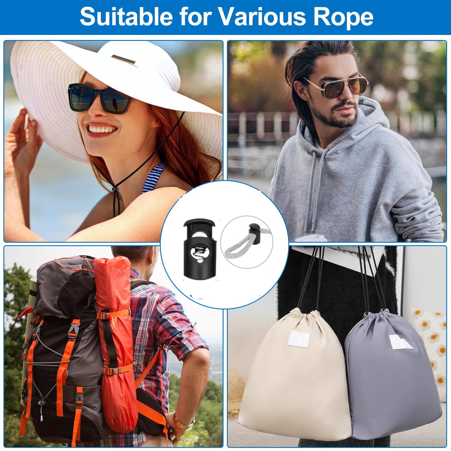 Tudniky 16 PCS Drawstring Threader, Loop Turner Sewing Tool with Flexible Hoodie String Threader and Cord Locks, Easy Drawstring Threader Bodkin Sewing Tool for Shorts Pants Jackets Coats Hoodies