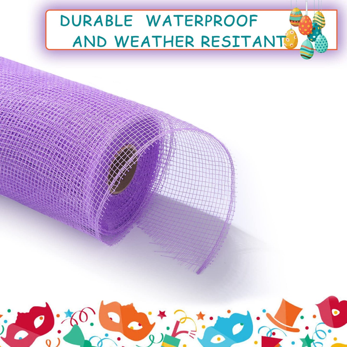 4 Rolls Easter Decor Mesh Ribbon Making Supplies Poly Mesh Ribbon for Halloween Craft Wreaths Decorating 30 Feet Each Roll(6 Inch Wide,Yellow, Green, Blue, Purple)