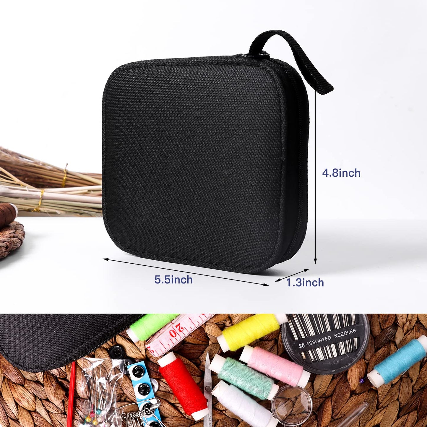 JUNING Sewing Kit with Case Portable Sewing Supplies for Mom Grandma Women Men Teen Girls Boys Home Traveler, Adults, Beginner, Emergency, Contains Thread, Scissors, Needles,Measuring Tape and More
