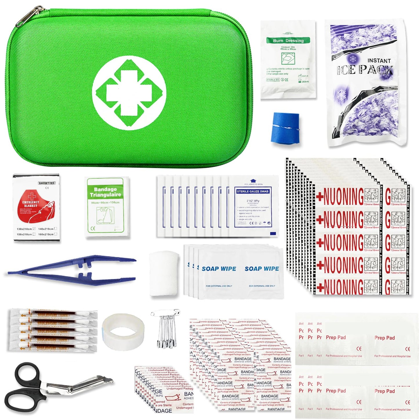 276 Car First Aid Kit for Business, Portable First Aid Kits Travel Szie Emergency Essentials Supplies for Outdoor Activities Skating Boating, Green AMORNING
