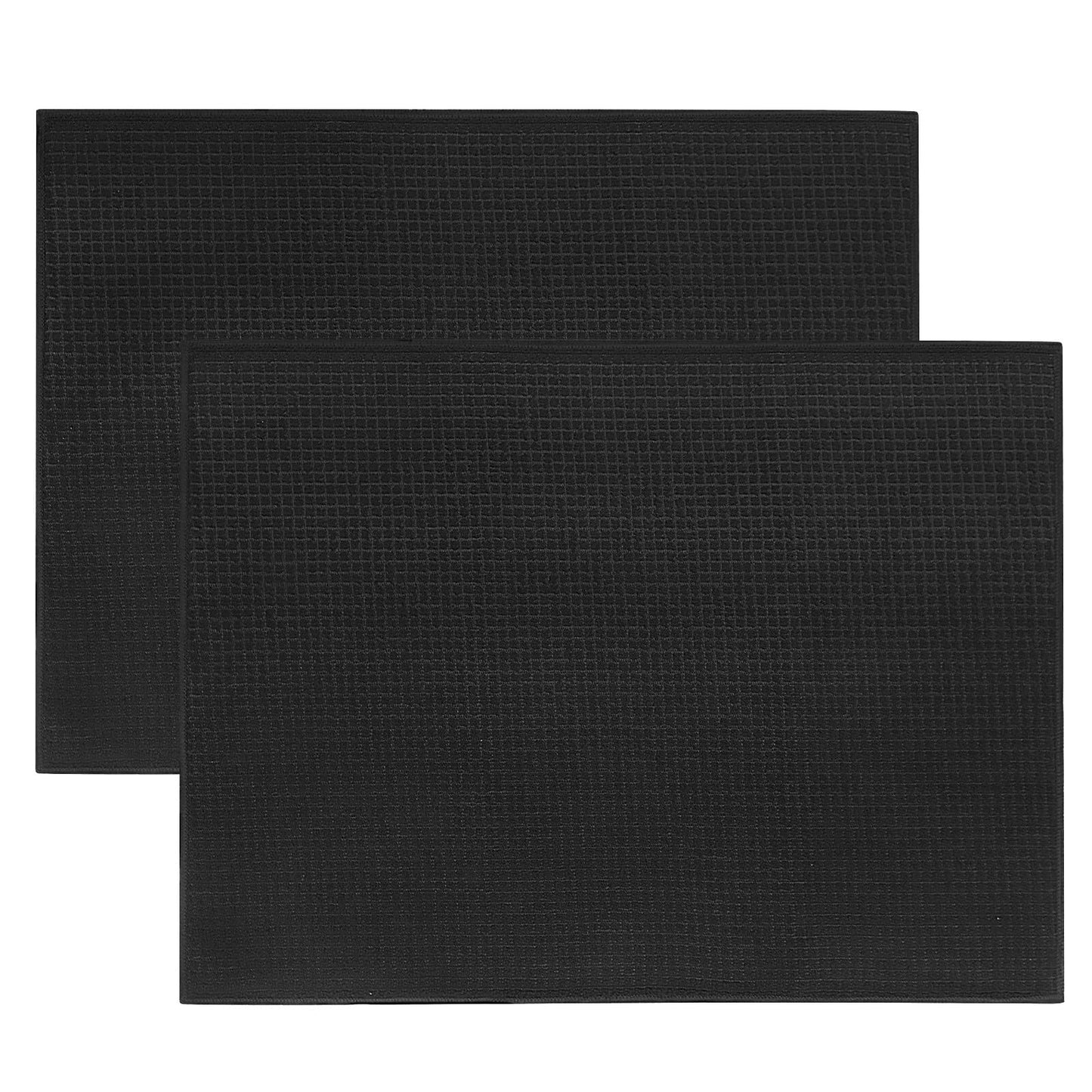 Microfiber Dish Drying Mat 2 Pack, 20 X 15 Inch Kitchen Counter Mats Reversible Baby Bottles Dish Dry Pad,Super Absorbent (Black)
