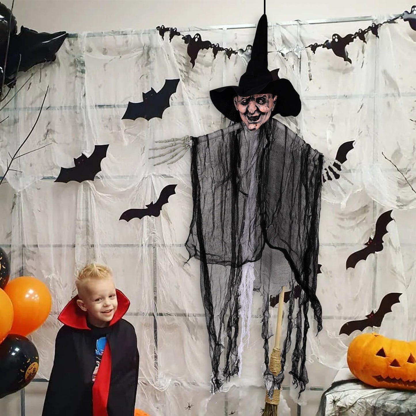 ZYP 410 x 80 Halloween Creepy Cloth Black Spooky Fabric Gauze Spooky Giant Cheese Cloth for Halloween Party Supplies Decorations