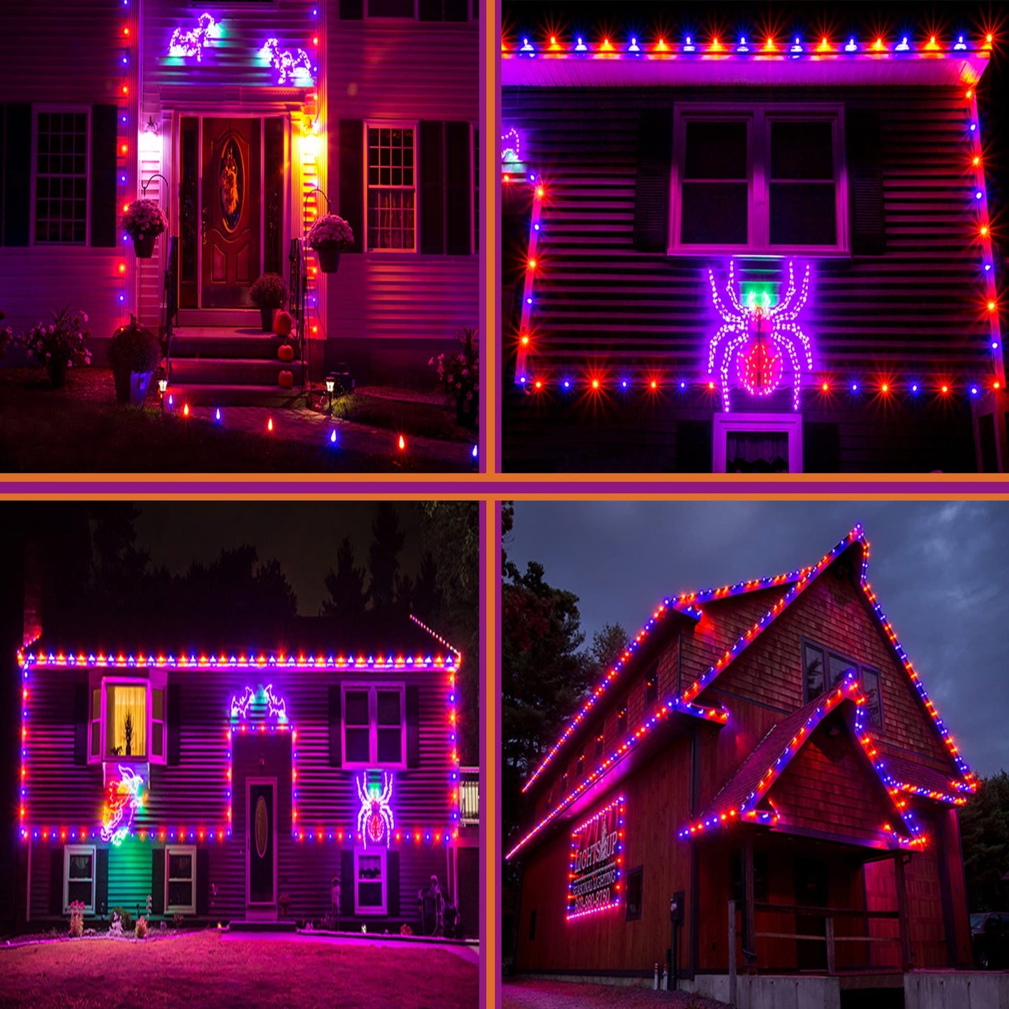 kemooie 2 Pack Each 240 LED 78FT Solar Halloween Lights Outdoor, Waterproof Halloween Decorations Outdoor with 8 Lighting Modes for Bedroom Patio Garden Tree Party Yard (Orange and Purple)