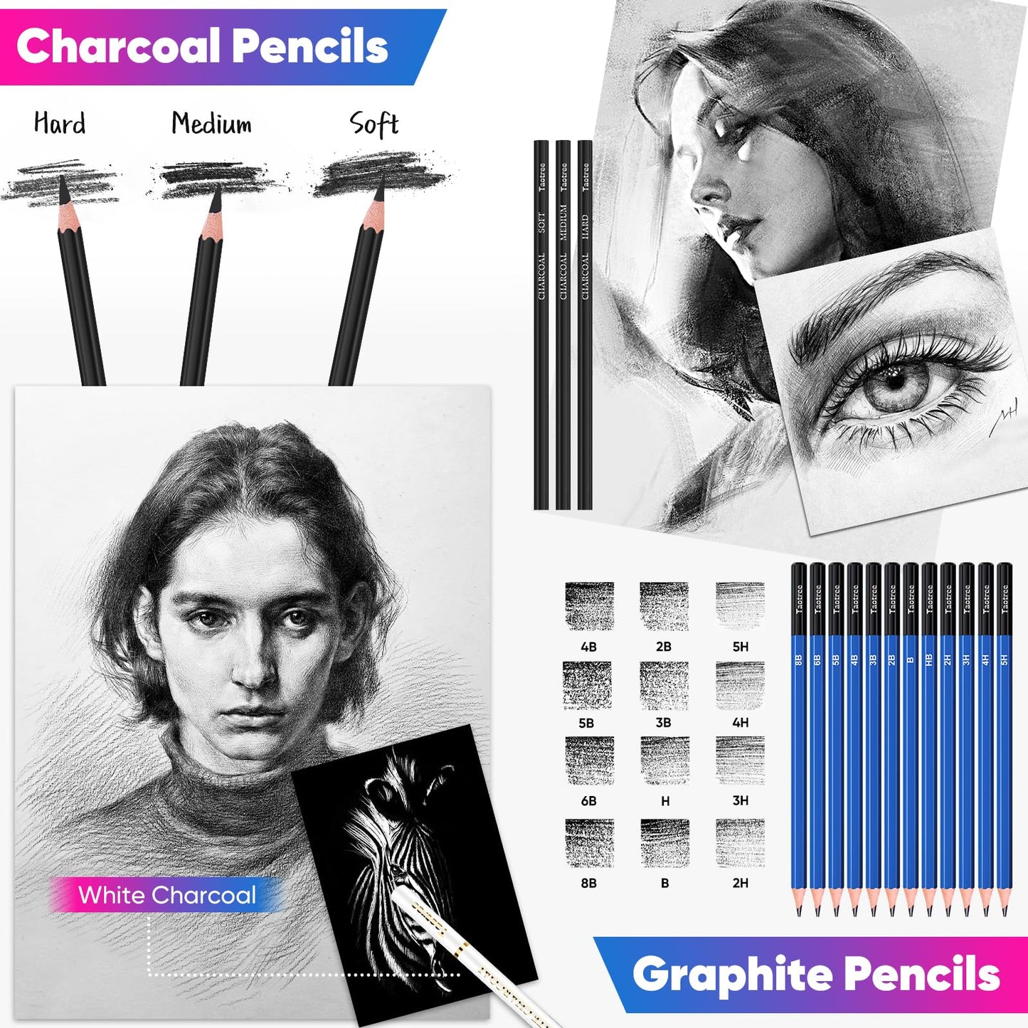 81 Pack Art Supplies for Adults Kids, Pro Art Kit Drawing Pencils Set, Drawing Supplies Sketch Book, Sketching Pencils Kits, Graphite Pencils, Charcoal Pencils, Watercolor Metallic Sketch Art Pencils