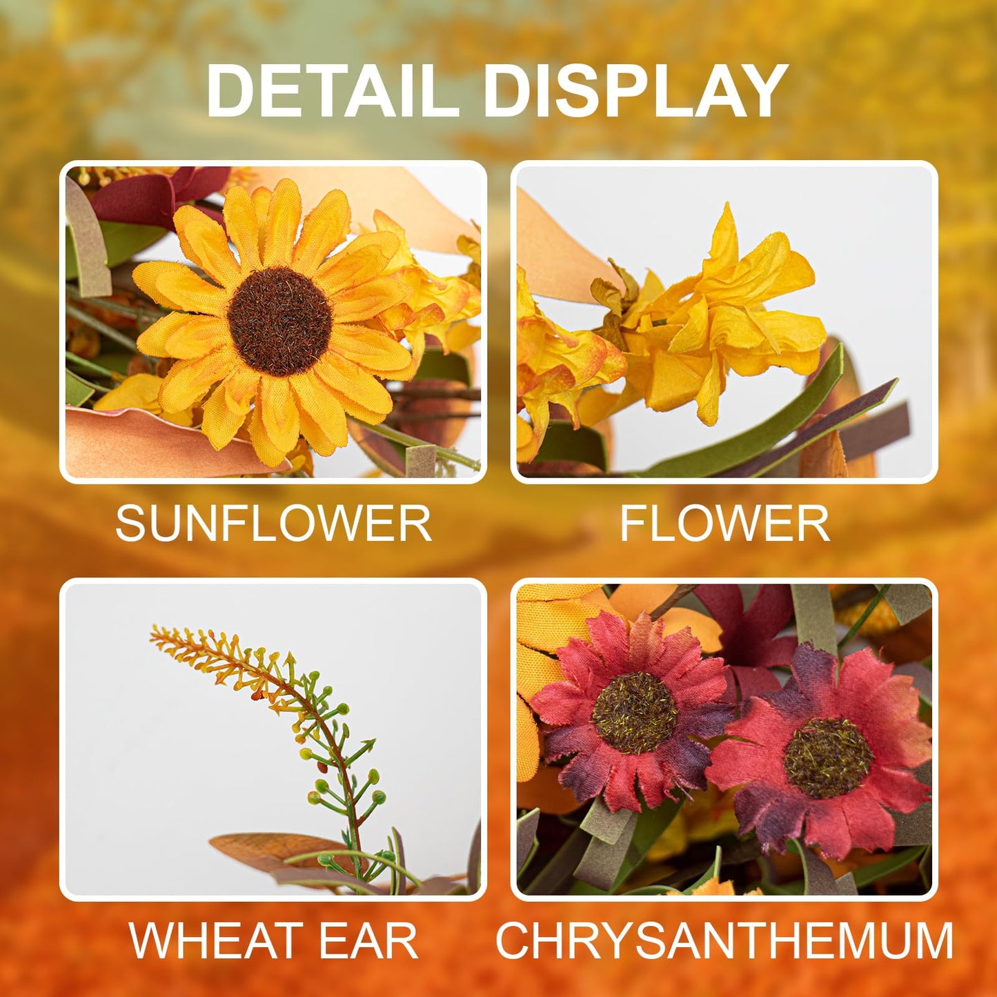 Artificial Fall Wreath 22 Inch Fall Wreaths for Front Door Autumn Porch Farmhouse Thanksgiving Day Harvest Festival