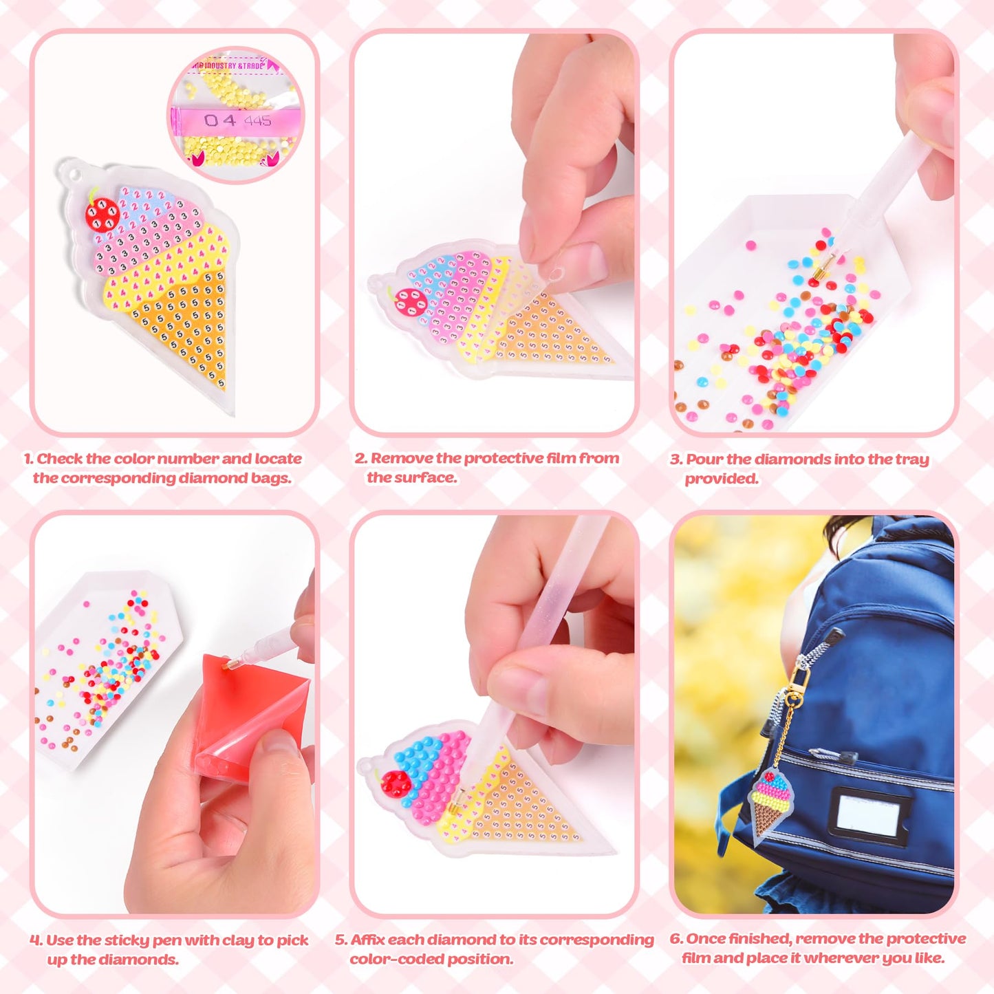 FUN LITTLE TOYS 24Pcs Diamond Art Kits for Kids, Diamond Painting Kits, Arts and Crafts for Kids Ages 6-8-12, Gem Art As Gifts Ideas for Girls Boys, Small Diamond Painting Stickers, Kids Craft Age 6+