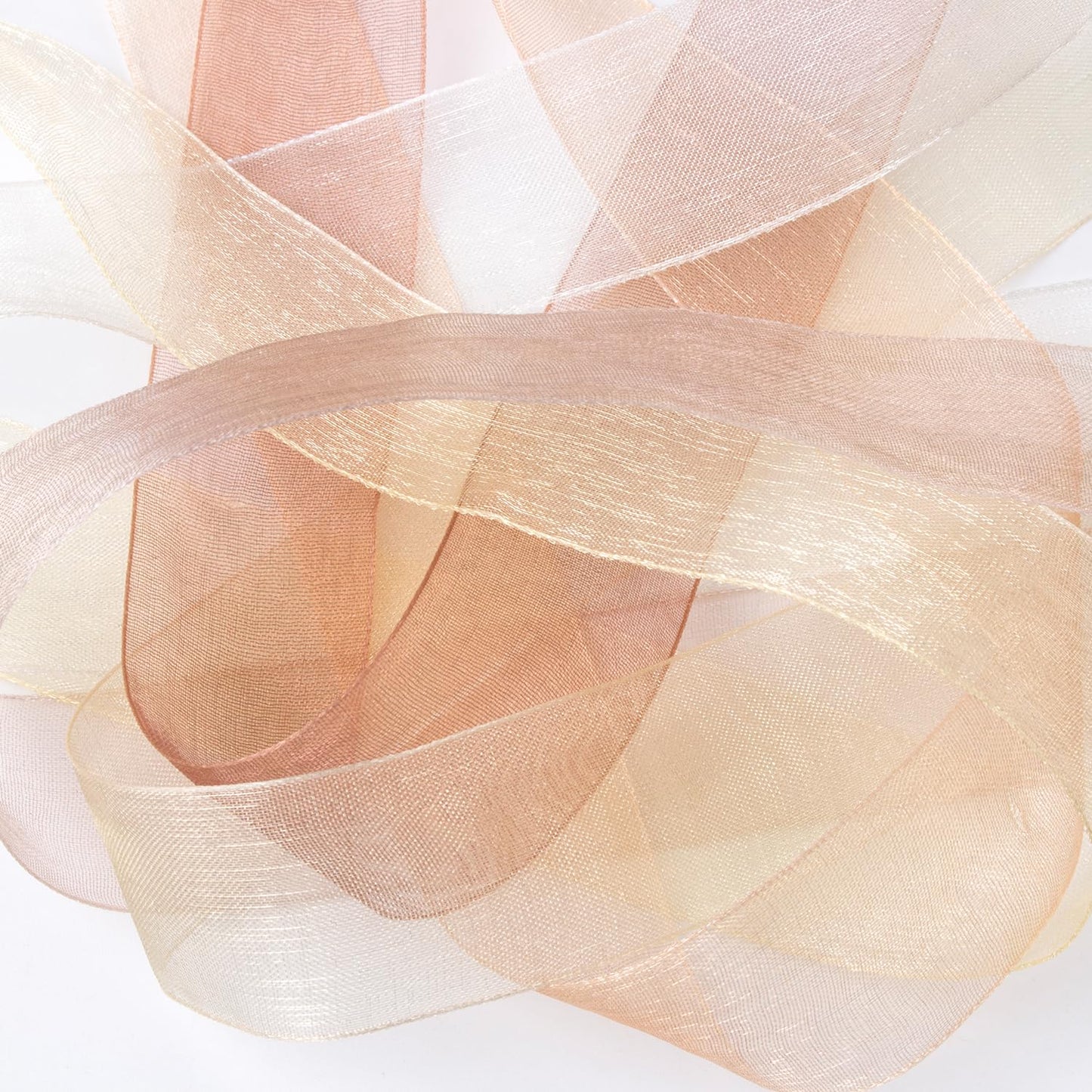 Sheer Ribbon Organza Ribbon 1 Inch x 150Yd 6 Rolls Brown Sheer Chiffon Ribbon Sheer Organza Ribbon Clear Fabric Ribbon for Gift Wrapping Wedding Bouquet Christmas Tree Decor Bows DIY Crafts