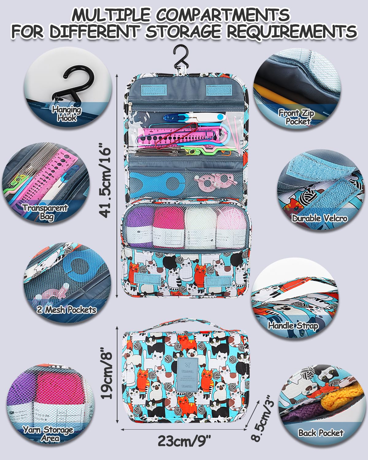 Crochet Kit for Beginners with 15 Colors Yarn and Introduction Book, 71pcs Crochet Starter Kit Everything for Adult, Learn to Crochet Kit with Soft Grip Crochet Hooks and Blue Cat Bag