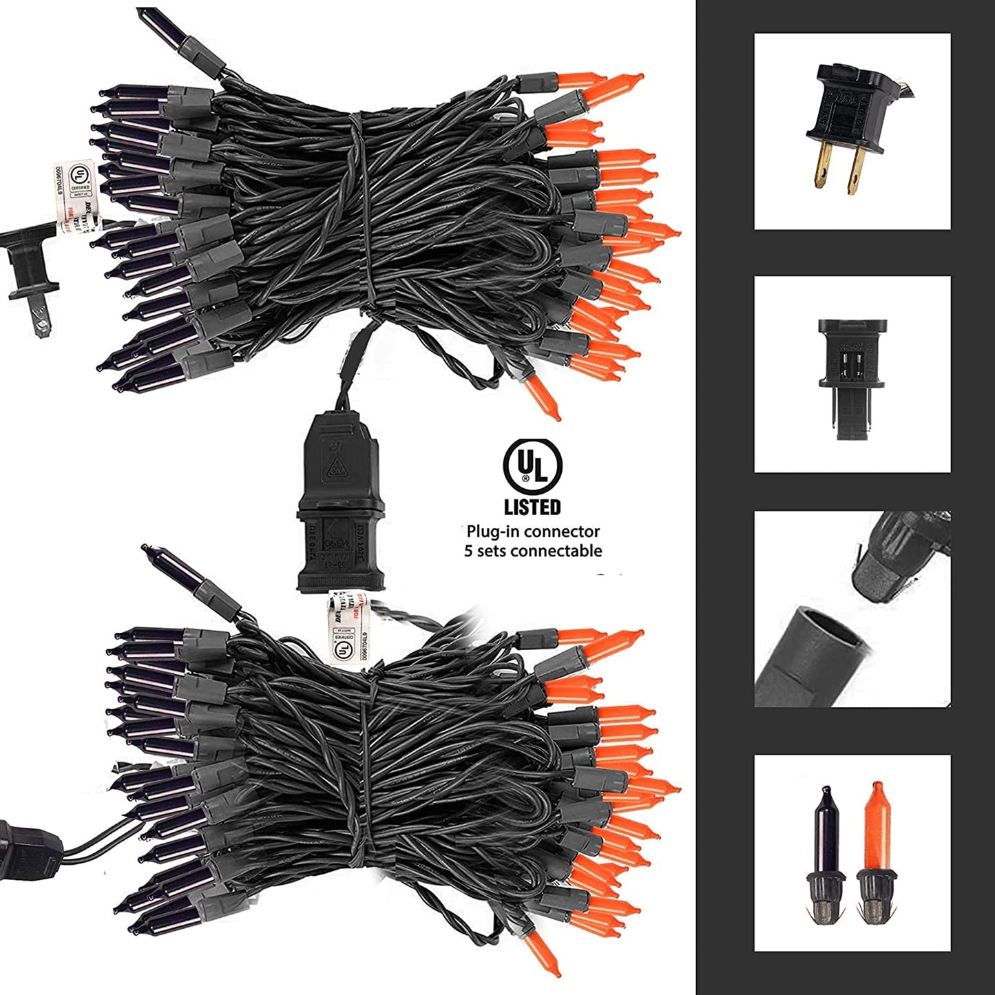 TW SHINE Purple and Orange Halloween Lights, 20FT 100 Count Incandescent Halloween Mini String Lights, Waterproof Halloween Decorations for Outdoor Indoor Patio Home Party Garden Yard Decor