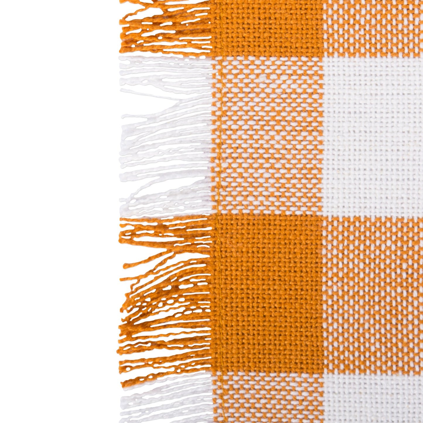 Heavyweight Fringed Check Tabletop Collection, Table Runner, 14x108, Pumpkin Spice