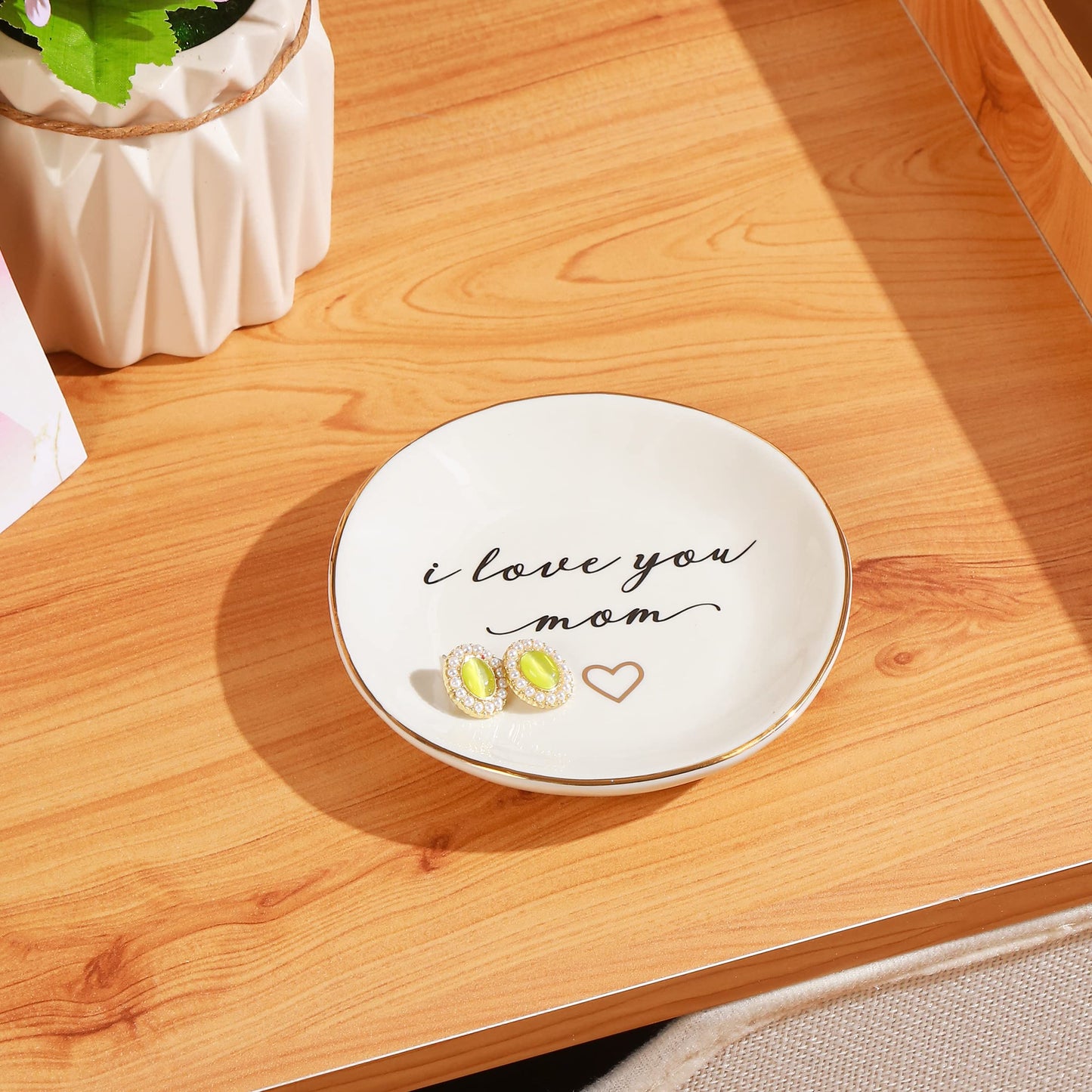 PUDDING CABIN Mom Gifts: I Love You Ring Dish for Mom's Birthday, Valentines, Christmas & Wedding
