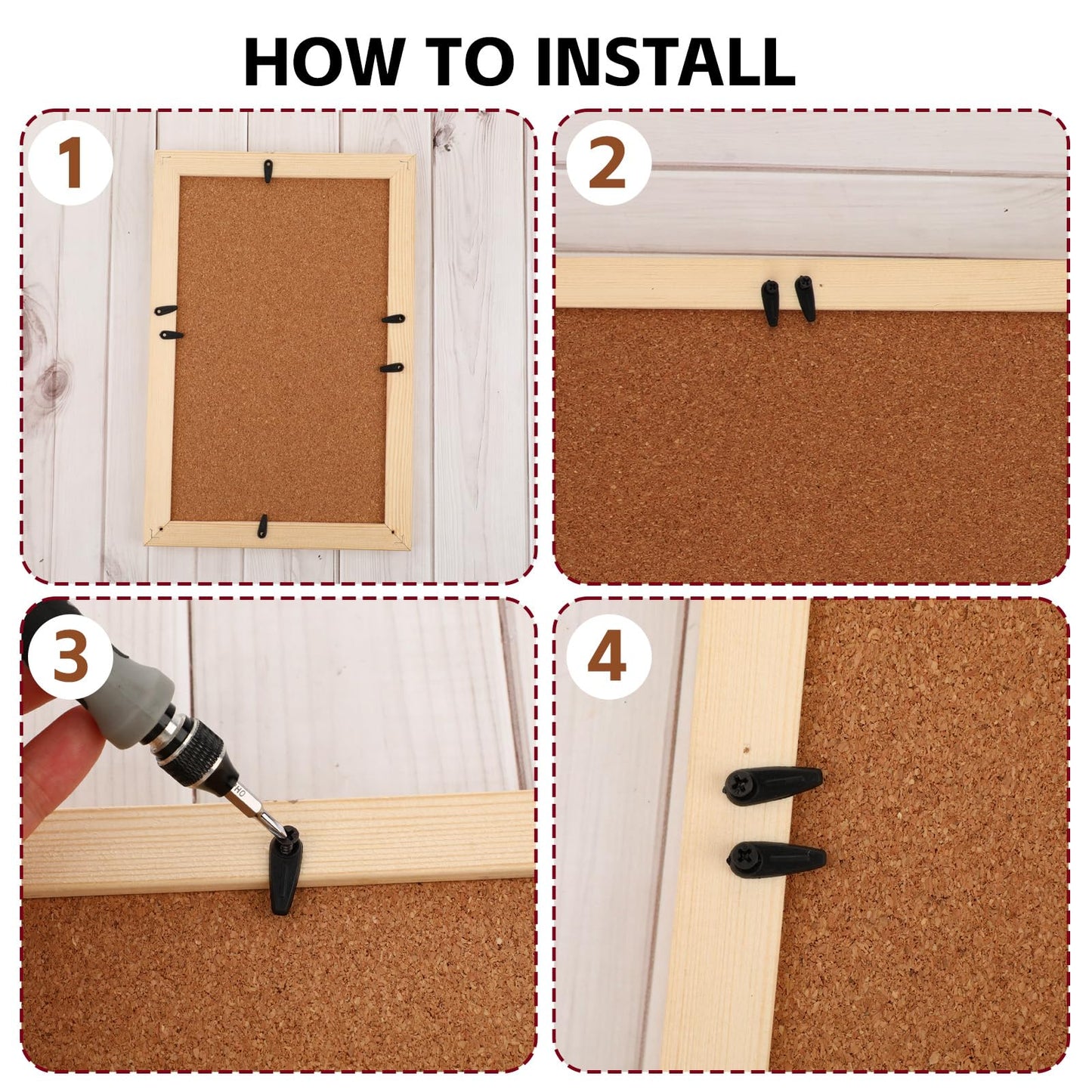 50 Pcs Picture Frame Backing Clips Buckle Black Back Pictures Frame Hardware Backing Clips Flat Metal Turn Button with Screws for Pictures Hanging, Artwork, Gift Box, Decoration Box