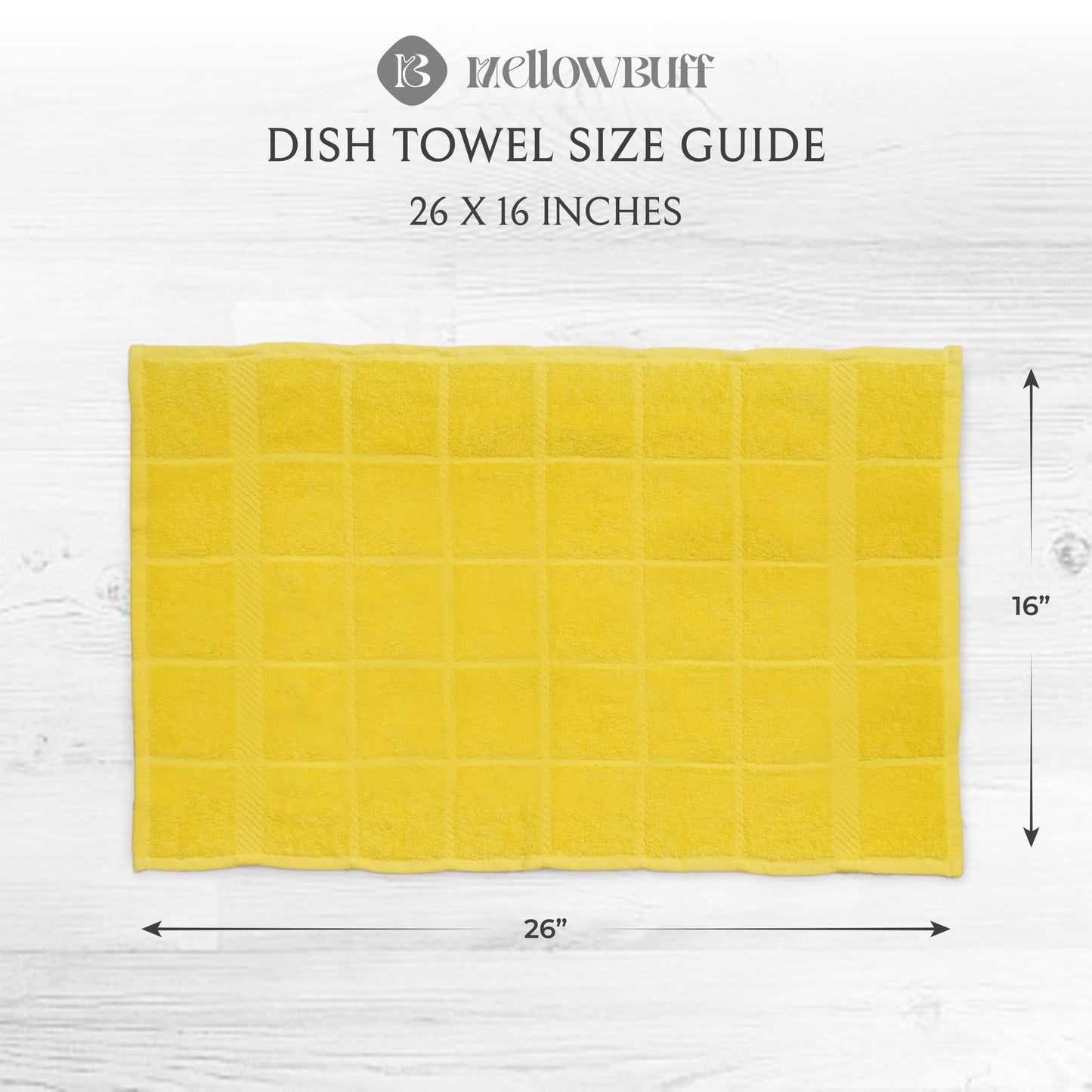 100% Cotton Terry Dish Towels, 4 Pack Plain, 16 x26 Inches, Super Soft and Absorbent Kitchen Towels, Perfect for Kitchen Cleaning and Dish Washing | Yellow