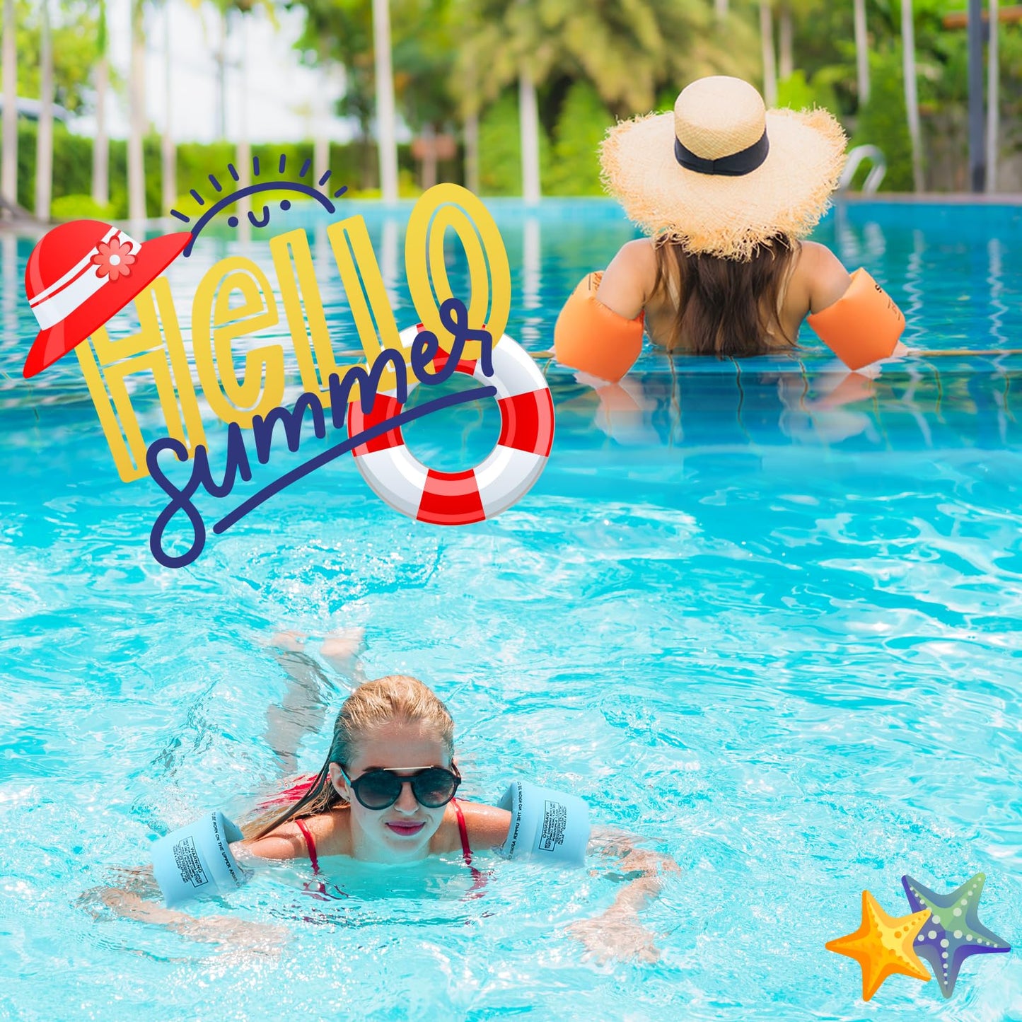 Arm Floaties for Kids and Adults, Pool Floats for Toddlers, Inflatable Water Wings for Beginner Swimmer, Blow up Swimming Arm Swimmies for Children and Adults 30-150LBS(3 Pack)