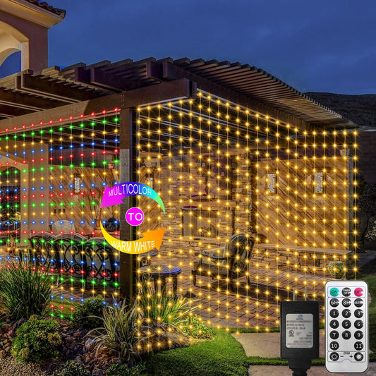 ZAIYW Curtain Lights 10Ft x 10Ft 300 LED Curtain Lights Plug Connectable with Remote Control Color Changing Curtain String Lights Waterproof for Indoor Outdoor Decor (Warm White & Multicolor)