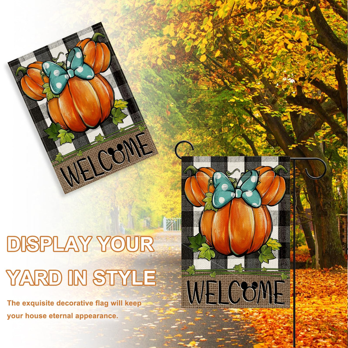 Covido Welcome Fall Pumpkin Decorative Garden Flag, Autumn Thanksgiving