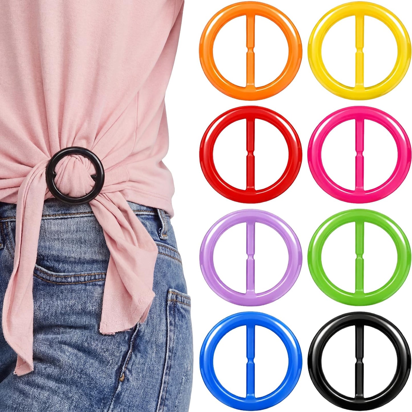 Boao 16 Scarf Ring for Women T Shirt Clips to Tighten Scarf Ring and Slides Clothes Corner Knotted Button for Sweater Dress(Rainbow Style)