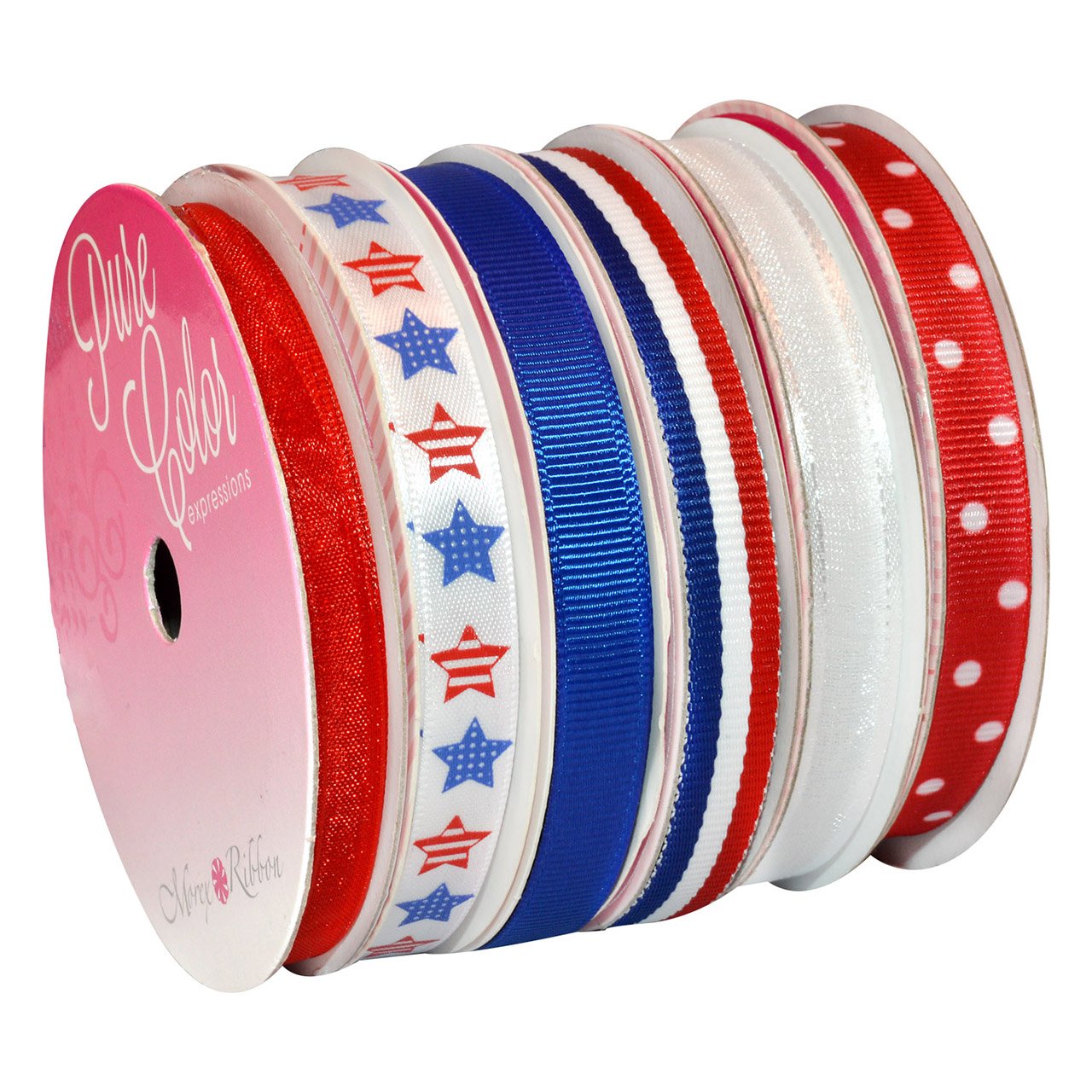 Morex Ribbon 6-Pack Polyester/Nylon Sweet Petite Ribbon, Patriotic, 39-Yd