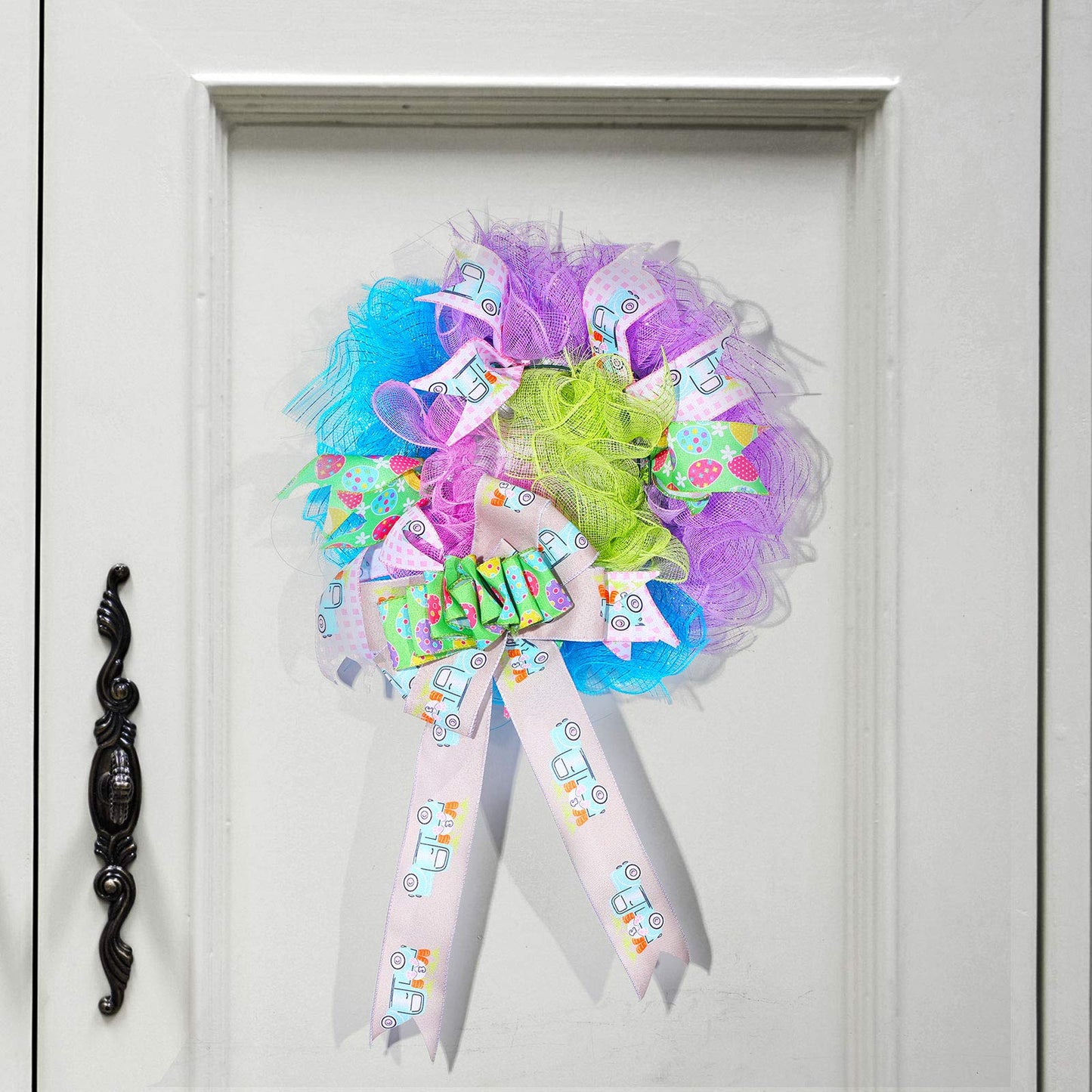 4 Rolls Mesh Ribbons 30 Feet Each Roll Metallic Foil Mesh Ribbon for Home Door Wreath Decoration DIY Crafts Making Supplies(Pink, Grass Green, Sky Blue, Purple,6 Inches)