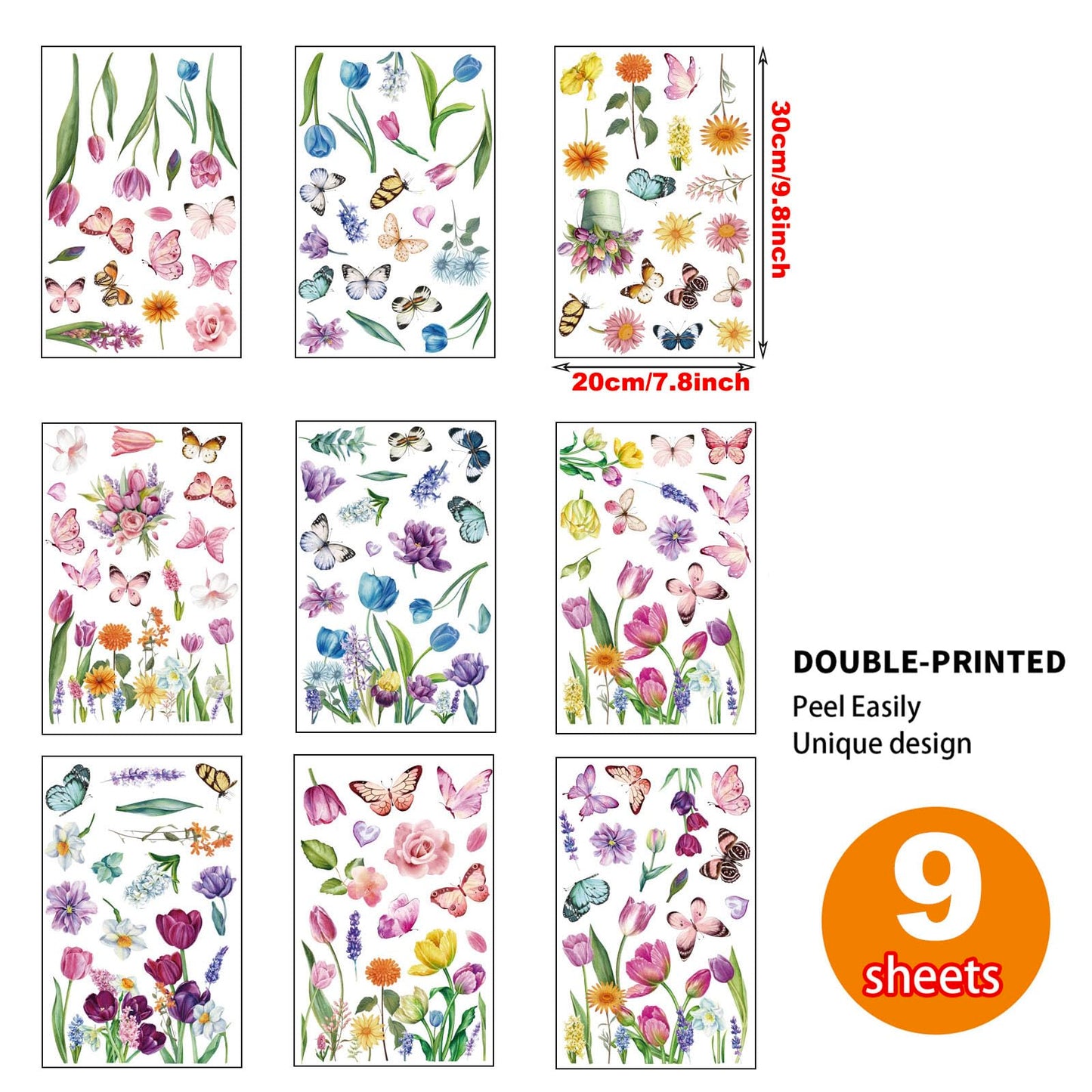 Spring Flower Window clings Decorations Window Decals Stickers for Office Home