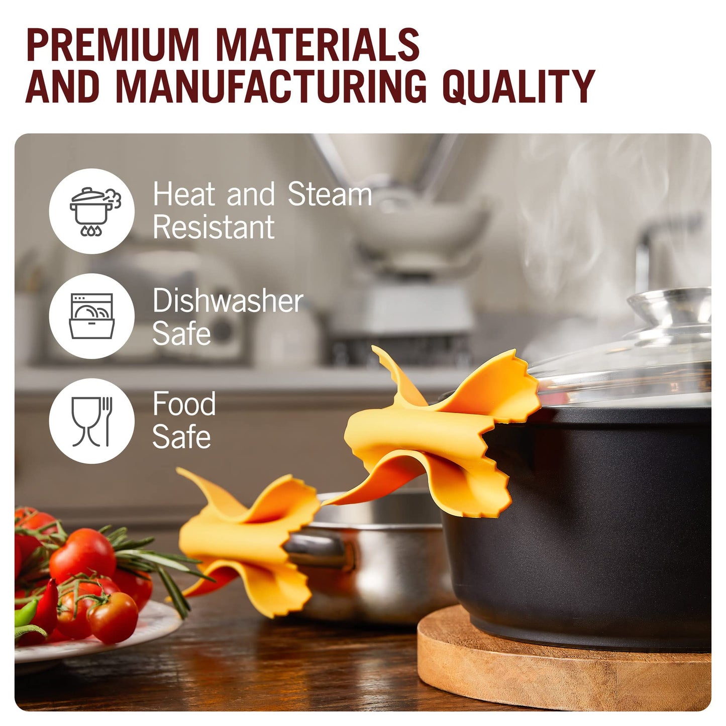 Monkey Business Farfalloni-Shaped Pot Holders – Mini Silicone Pinch Mitts | Fun Silicone Pot Gripper & Kitchen Gadget | Quirky Pasta-Inspired Kitchen Gadgets Collection