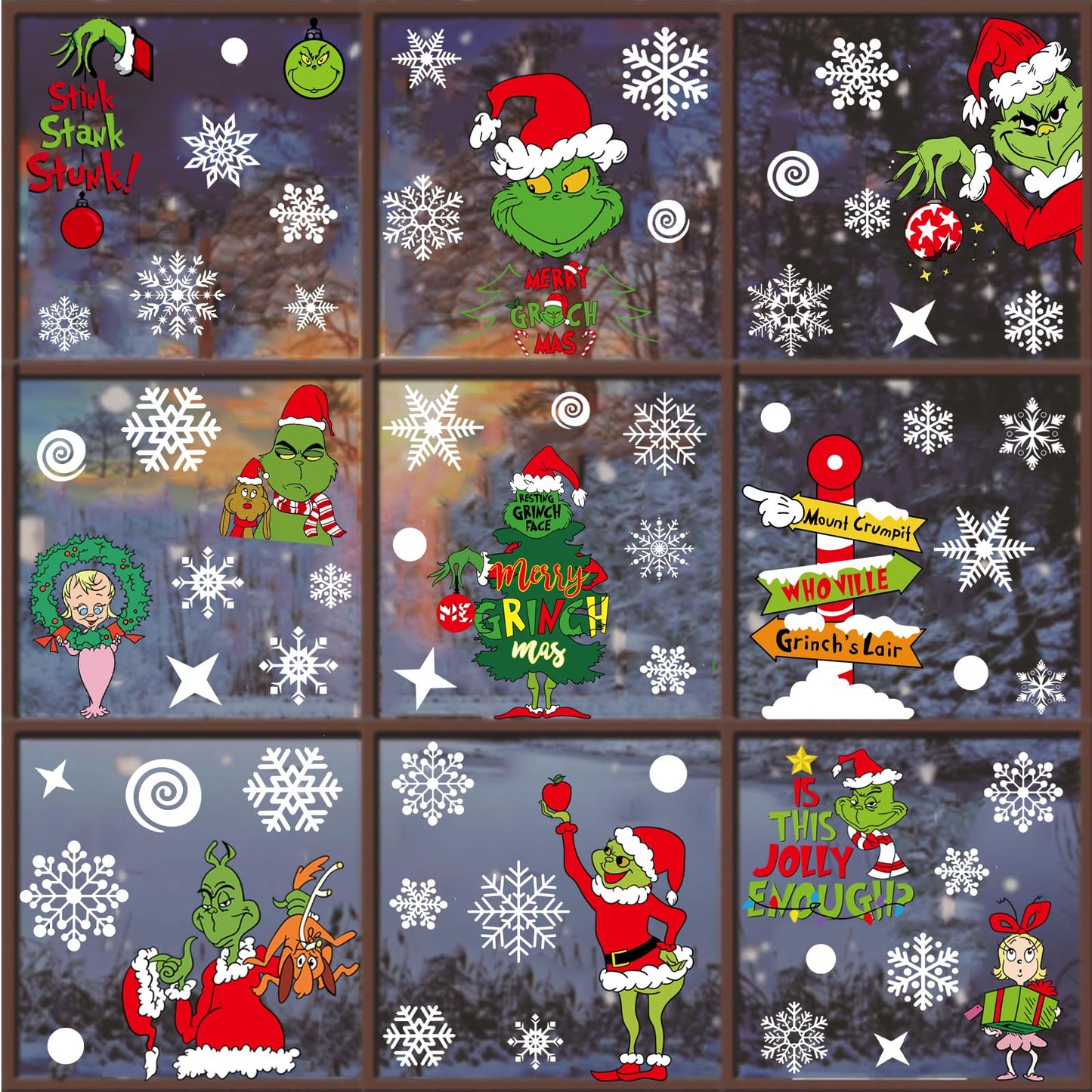 Christmas Window Clings Decorations for Glass Windows Winter Stickers Snowflakes Christmas Decorations Christmas Window Stickers for Holiday Window Clings Winter Decorations 10 Sheet