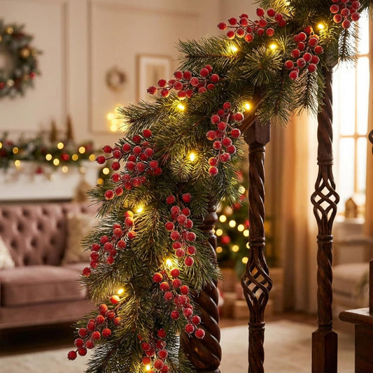 Tatuo 400 Pcs Fresh Red Berries Stems 12 mm Artificial Frosted Holly Berries for Christmas Tree Decor Rustic Fake Simulation Mini Berry Fruit for Christmas Wreath DIY Craft Xmas Party Supply