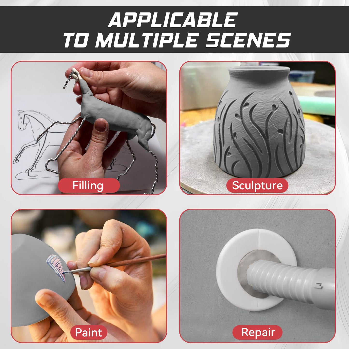 Epoxy Clay, Epoxy Sculpt Modeling Clay, Epoxy Sculpt Clay, 2 Part Modeling Compound (A & B) of Magic Sculpt Clay, Magic Sculpt Epoxy Clay for Sculpting, Modeling, Building and Repairing, Natural