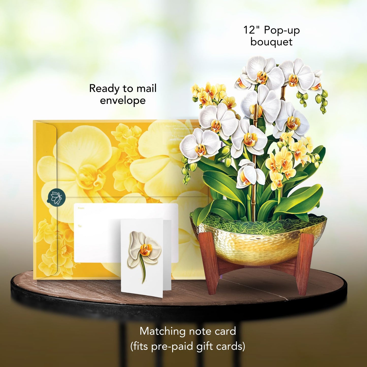 Freshcut Paper Pop Up Cards, Serenity Orchid, 12 Inch Life Sized Forever Flower Bouquet 3D Popup Greeting Card, Birthday Cards, Get Well Gifts, Blank Notecard & Envelope