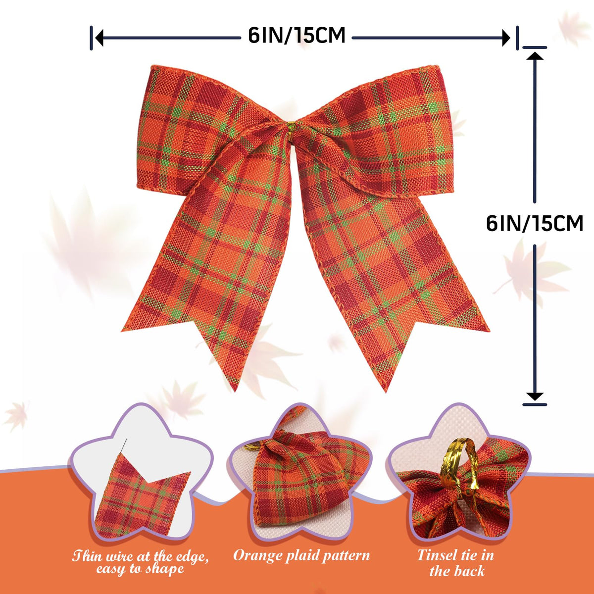 12 Pcs Fall Bows Halloween Tree Decorations 6 Inch Thanksgiving Ornaments
