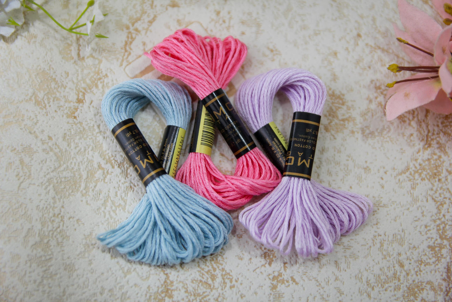 Pack of 12 Popular Colours Premium Embroidery Thread | 100% Egyptian Cotton Premium Skeins | Cross Stitch Embroidery Floss | Oeko TEX Certified| (12, Spring Macaron)