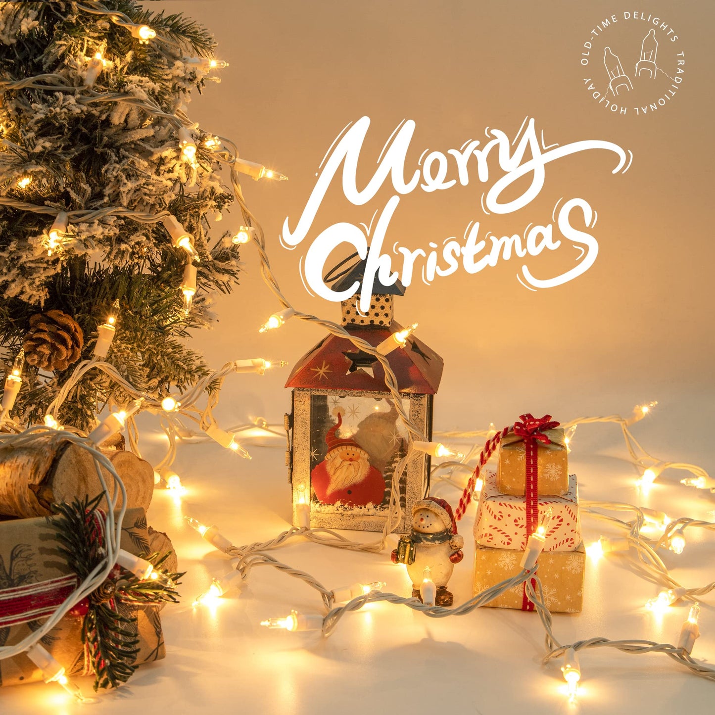 Hopolon 2PACK 50-Count Set Clear Christmas Lights with White Wire,Incandescent Bulb Mini String Lights for Holiday,Christmas Tree,Party, Wedding, Xmas, Home,Indoor & Outdoor Decorations(Warm White)