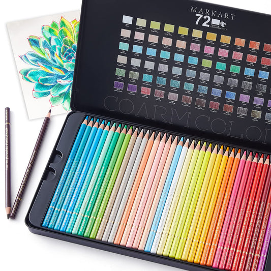 72 Count Colored Pencils for Adult Coloring Books, Soft Core, Ideal for Drawing Blending Shading, Color Pencils Set Gift for Adults Kids Beginners in Tin Box