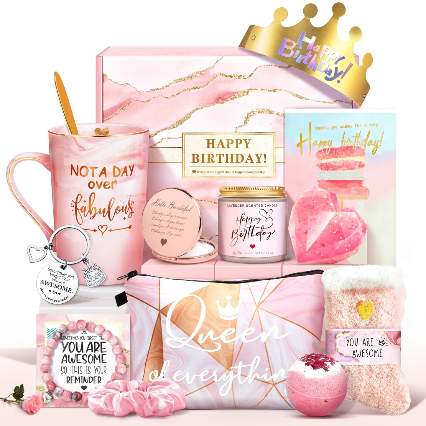 Jumway Not A Day Over Fabulous Mug Gifts Set- Birthday Gifts for Women - Funny Birthday Gift Ideas for Her,Friends, Coworkers, Her, Wife, Mom, Daughter, Sister, Aunt Ceramic Marble Mug 14 Oz