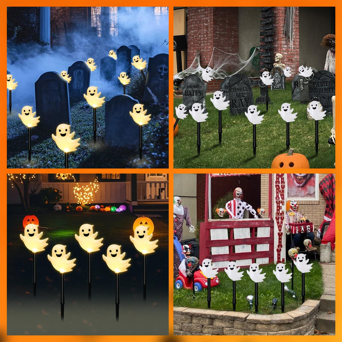VOGVOG 10 Pack Solar Halloween Ghost Pathway Lights, 3D Solar Lights