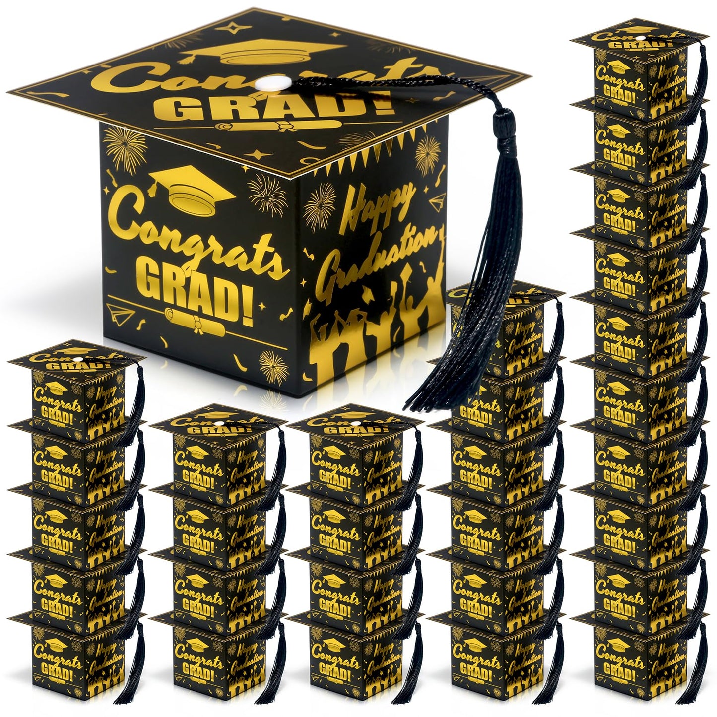 COTOPHER 36 Pack Mini Graduation Cap Gift Boxes, Class of 2026 Graduation Candy Boxes with Tassel, Small Treat Chocolate Box Centerpieces for Tables Party Decorations Graduate Favors Supplies