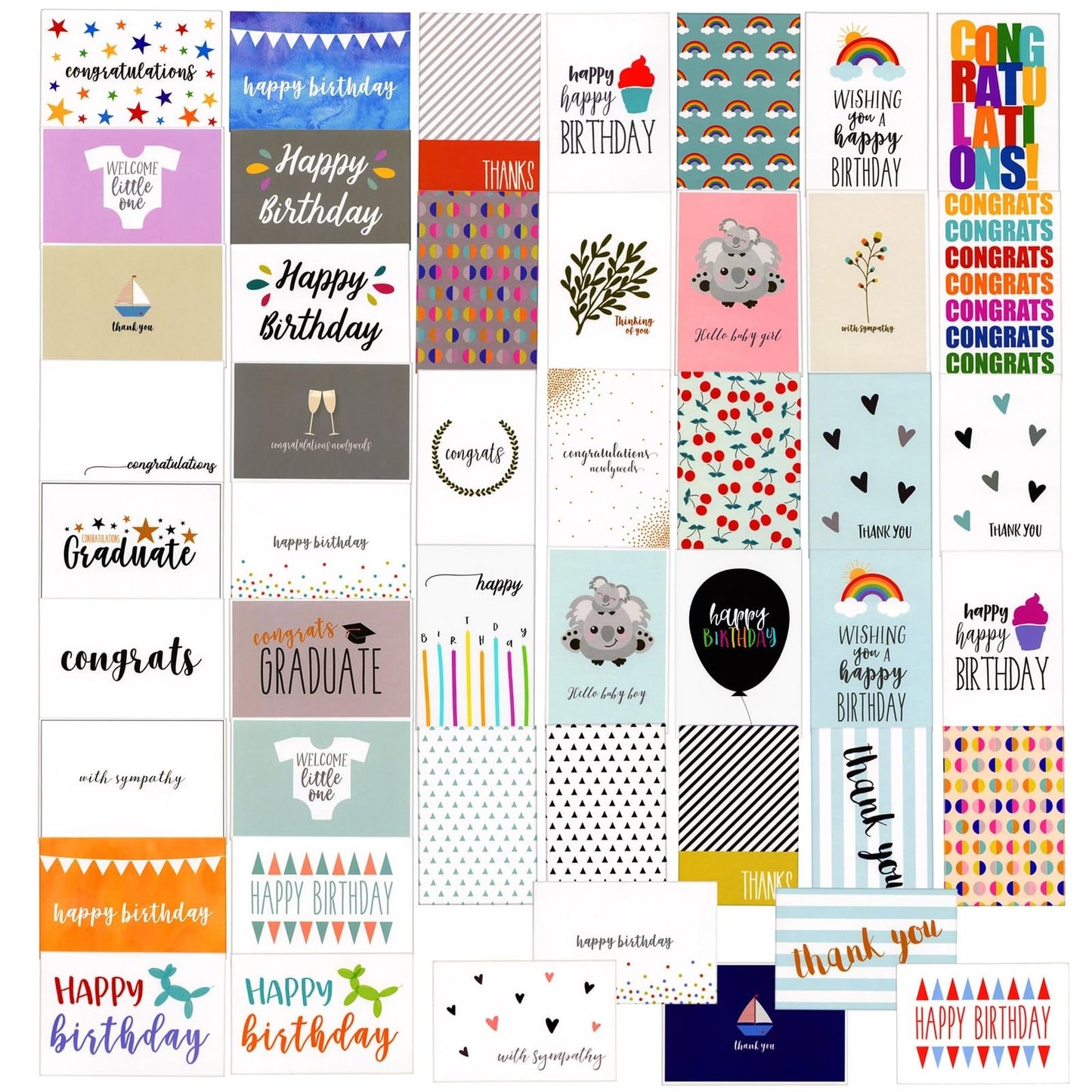 Best Paper Greetings 48 pack All Occasion Greeting Cards Box Set with Envelopes for Birthday, Wedding, Graduation, Congrats, Thank You, 48 Assorted Designs, Blank Inside (4x6 In)