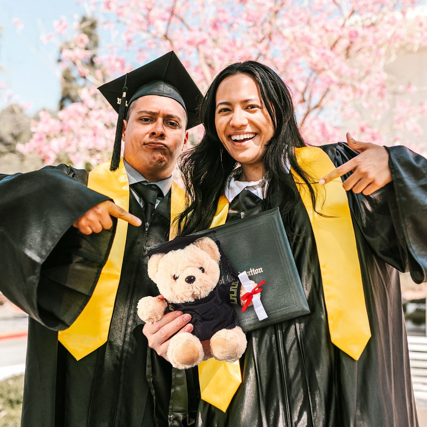 ZJoey Bear with Graduation Cap Toys Class of 2026 Plush Stuffed Teddy Bear Animal Dog Cap and Gown with Greeting Card and Bag for Graduation Day Gift(Black)