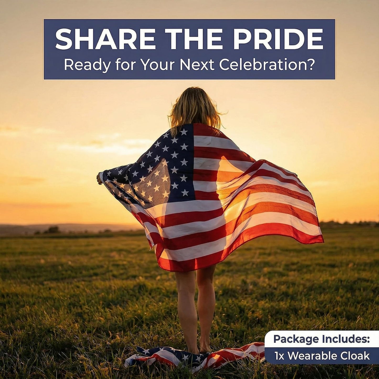 FUTUREPLUSX American Flag Cape, Wearable USA Flag Costume Outfit with Sleeves Classic Flag, 2 Differents Wearing Methods