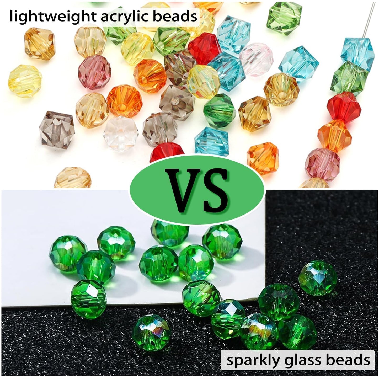 800Pcs 8mm Faceted Bead for Jewelry Making Crystal Faceted Jewelry Beads for Friendship Bracelet Making Kit Craft with Charms