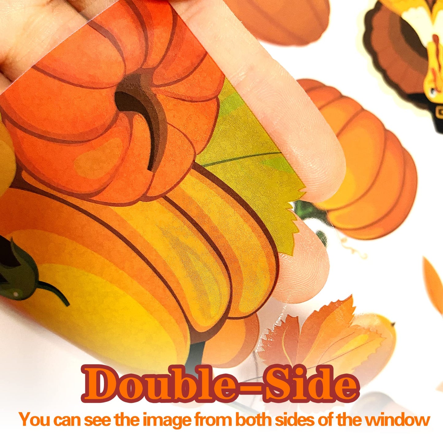 145PCS Thanksgiving Window Clings, Fall Window Decorations Pumpkin Fall Leaves Window Stickers Decals Gobble Turkey Stickers Thanksgiving Decor for Home Office Classroom