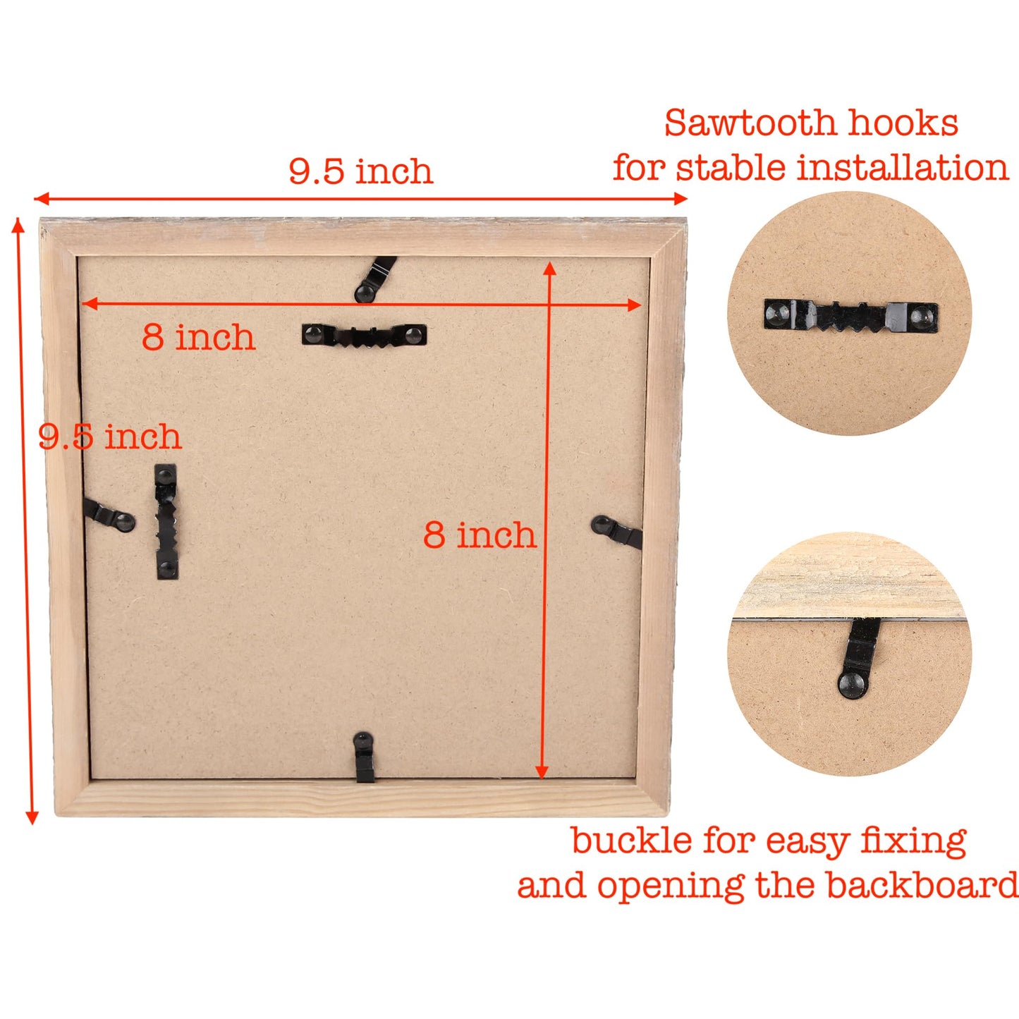 Shadow Box Picture Frame 8x8 Natural Wood Display Case with Linen Back for Memorabilia, Pins, Awards, Medals, Tickets and Photos - Weathered Brown