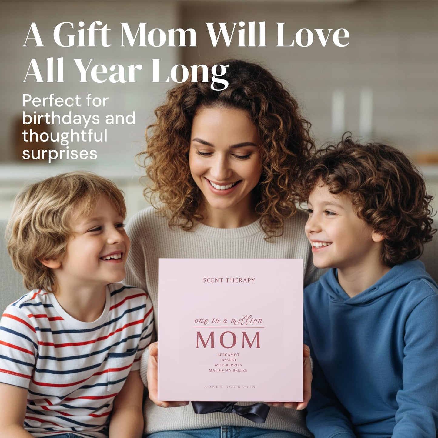 ADELEGOURDAIN Scented Candle Set - 4 Candles and 2 Sachets - Aromatherapy Scents for Birthday Gifts for Mom - Over 160-Hour Burn Time for Mom Birthday Candles, Relaxation & Holiday Gift Idea