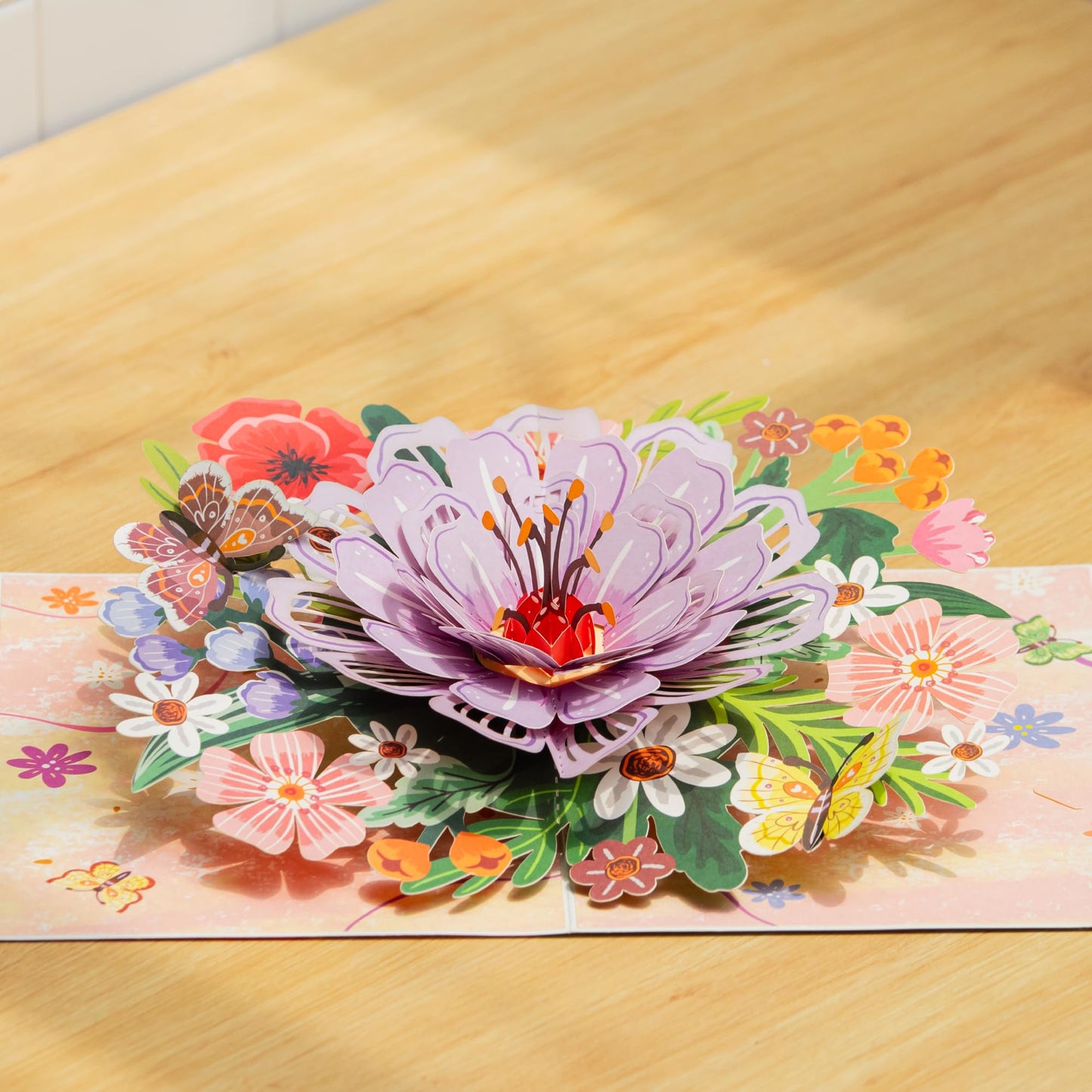 Frndly by Paper Love, Floral Bliss 3D Pop Up Card, Gift for Mothers Day, Birthday, Wedding, Anniversary, Thank You, Get Well, All Occasion - Handcrafted 100% Recycled and Eco-Friendly, 8" x 6" Cover - Includes Envelope and Note Tag