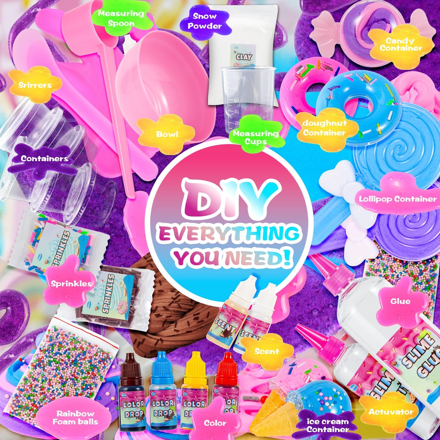Mini Party Slime Kit for Girls and Boys, Max Party Favors Slime Making Kit to Make Butter Cloud and Foam Slime, Stress Relief Toys, DIY Slime Supplies for Girls and Boys