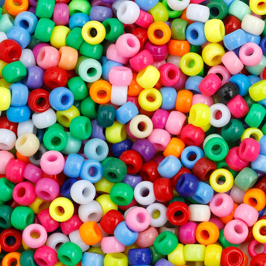 Pony Beads 1100 Pcs,Beads for Jewelry Bracelets Making,Bracelet Beads,Plastic Beads for Crafts,Hair Beads for Braids for Girls (Multicolored)