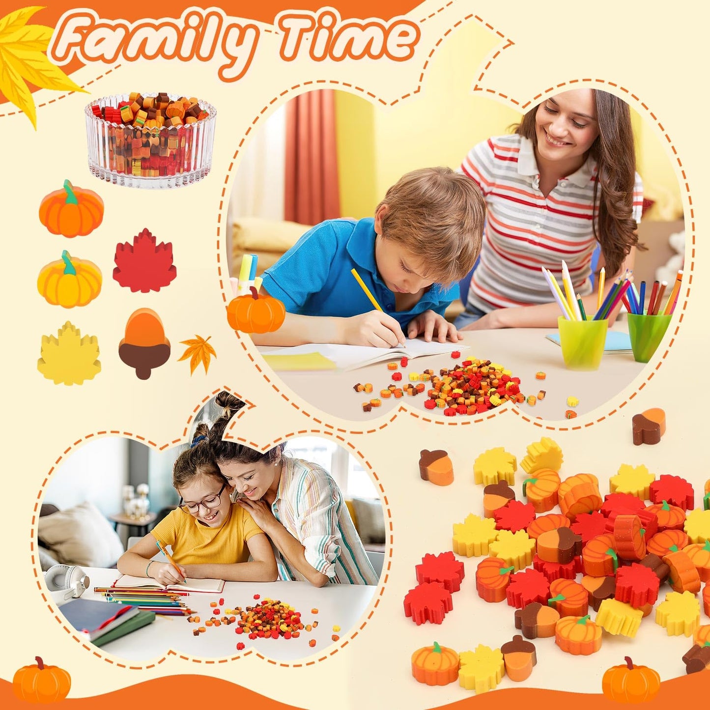 Fall Mini Cute Thanksgiving Mini Eraser Bulk Set of 150 Pcs, Maple Leaf Novelty Pencil Eraser Pack for Kids, Homework Rewards, Party Favors