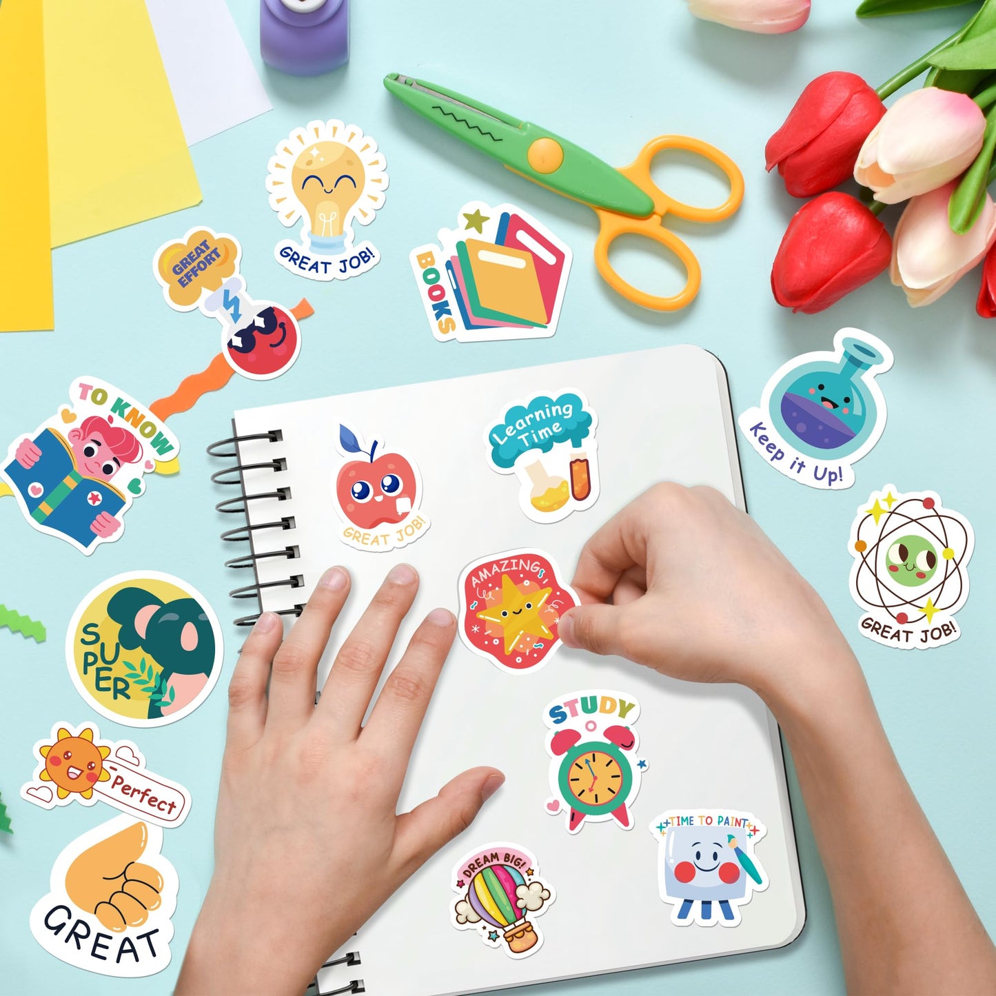 OHOME Back to School Supplies | 480 PCS Vinyl Teacher Reward Motivational Stickers for Kids - Teacher Must Haves Supplies Stuff Essentials Games Toys Gifts for First Day of School Classroom Students